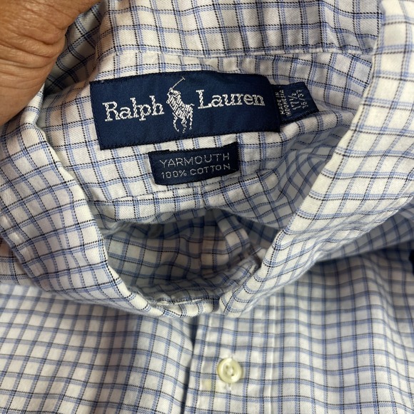 Ralph Lauren Yarmouth Gingham Button Down Shirt Long Sleeve Mens 17 1/2 36/37 - Picture 3 of 10
